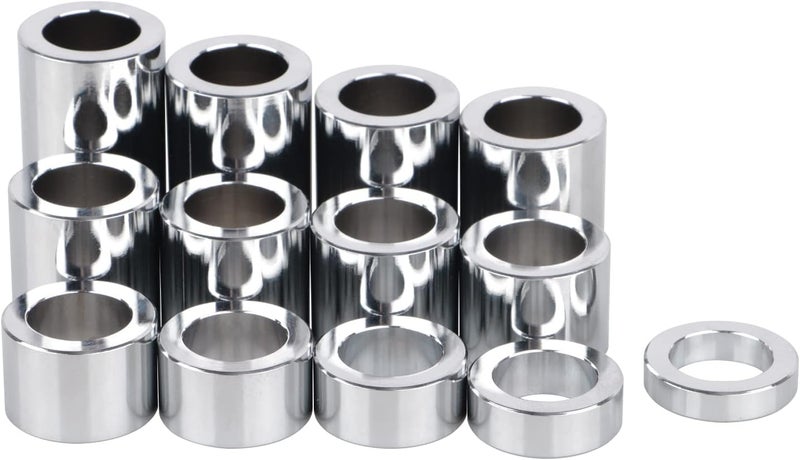 YDLMT 13 Pcs Chrome Universal Wheel Axle Spacer Kit ID 3/4" OD 1 1/8" For Harley Custom Bobbers Choppers Dyna Softail Sportster V-Rod Touring - Image 3